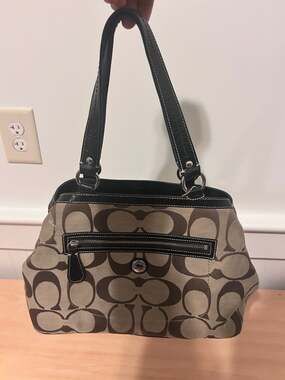 Coach Signature Jacquard F14940 Kisslock Tote Bag